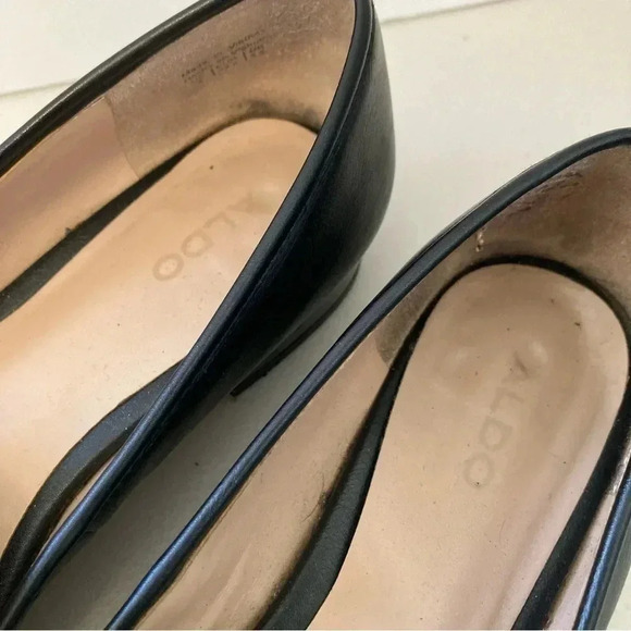 Aldo women's black leather point toe‎ slip on flats size 8 - Picture 4 of 16